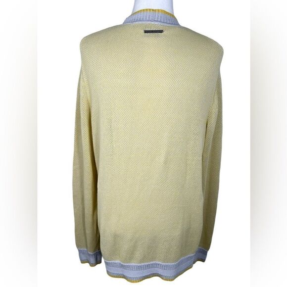 Armani Exchange Men’s Yellow & Grey Knit Button Front Cardigan Sweater - Picture 3 of 8